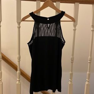 Black halter top with mesh